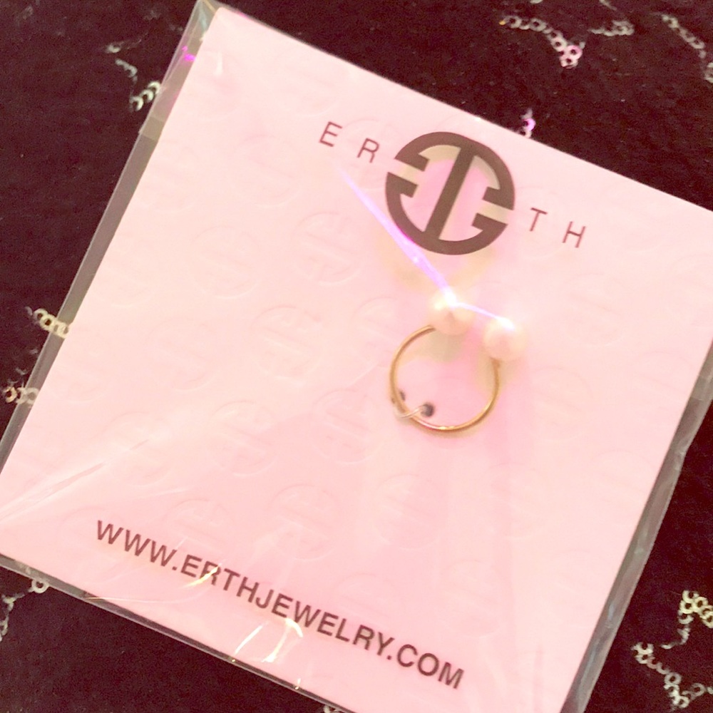 Erth pearl ring adjustable gold plated